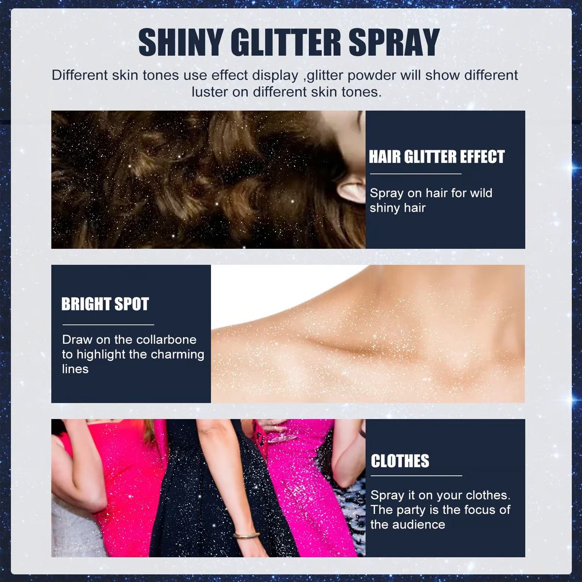 💖Waterproof Glitter Spray Stage Party Hair and Clothes (Pack of 2)
