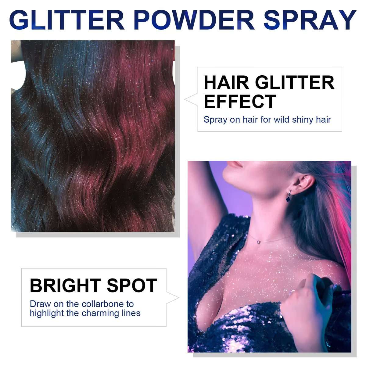💖Waterproof Glitter Spray Stage Party Hair and Clothes (Pack of 2)