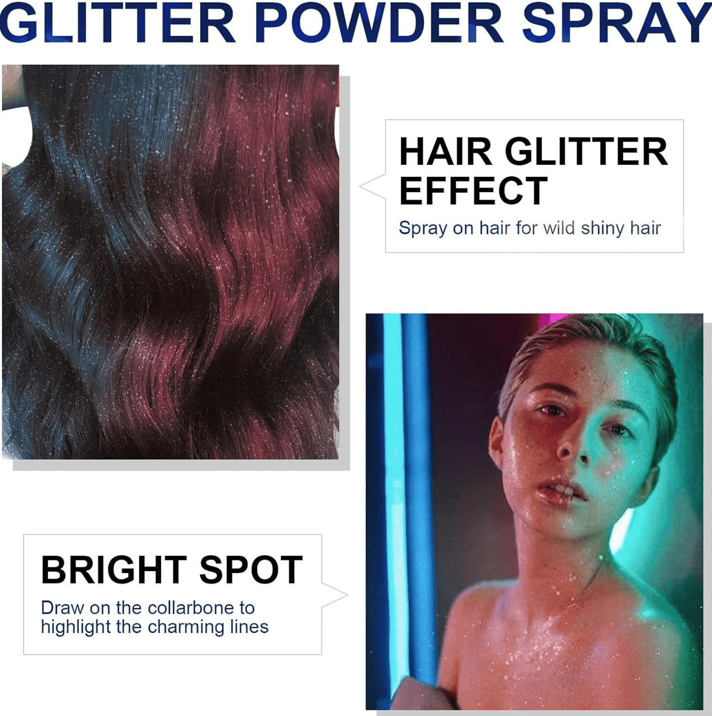 💖Waterproof Glitter Spray Stage Party Hair and Clothes (Pack of